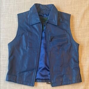 Women’s Blue Leather Vest